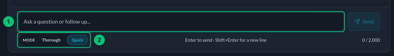The message box of the assistant with the Mode switch under it
